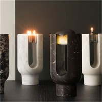 Stonekocc luxe travertin marbre extraterrestre lumière personnalisé vide bougeoir décoration pour chambre salle de douche table à manger