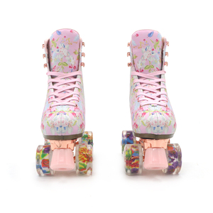 Patins à roulettes classiques pour femmes <span class=keywords><strong>Quad</strong></span> avec plaque en aluminium et roues en PU chaussures de patinage clignotantes - Product Image 2