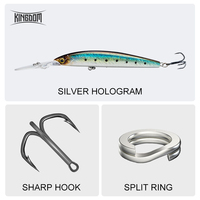 Leurre de pêche Kingdom Long Lip Minnow 100mm/13g, appât artificiel suspendu de haute qualité pour la pêche en eau salée, pour la pêche au bar