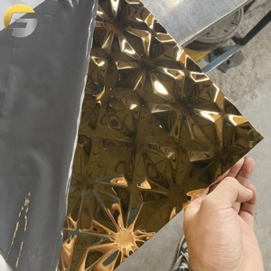 BCL013 Bảng Trang Trí Tường 3d Được Đánh Bóng Gương Họa Tiết Dập Vàng 201 304 316 Tấm Thép Không Gỉ Dập Nổi Rèn - Product Image 5