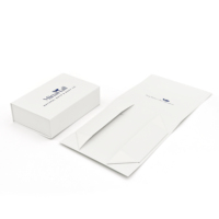 Carton pliable OEM blanc et bleu marine avec rabat pour l'emballage de plats à emporter