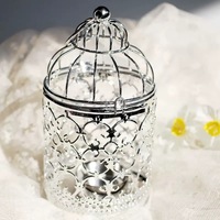 Lanterne à bougie suspendue en métal en forme de cage à oiseaux, style marocain vintage, porte-bougie creux pour le Ramadan, les mariages, la décoration de table à la maison, les fêtes