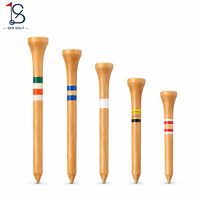 Lot d'accessoires de golf en gros : Supports de balles et tees de golf en bambou imprimés sur mesure, pour driving range, disponibles en 54mm, 70mm, 83mm