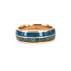Anillo de compromiso personalizado 2026 de oro de 14K para hombre y mujer, con incrustaciones de zafiro y ágata musgosa, anillo de oro puro de 14K a la moda. - Product Image 1