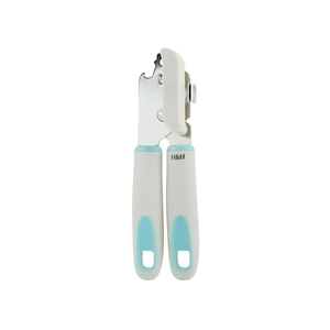 Apriscatole in polipropilene e acciaio inossidabile con manico grigio chiaro e blu, marca H&H - Product Image 1