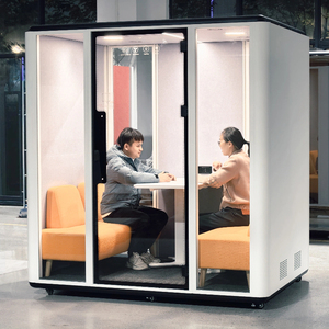 Cabine de bureau moderne ventilée pour 4 personnes avec isolation acoustique, structure modulaire préfabriquée pour centres commerciaux et espaces de travail - Product Image 5