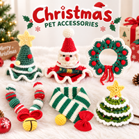 Écharpe de Noël personnalisée pour animaux de compagnie, tricotée à la main, collier-bavoir pour chien et chat, doux, festif, chaud, accessoire pour le cou, vêtements de fête OEM ODM pour chiots et chatons