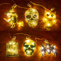 Guirlandes lumineuses LED d'Halloween style abstrait, alimentées par piles, avec citrouilles, fantômes et araignées, durée de vie de 1000 heures