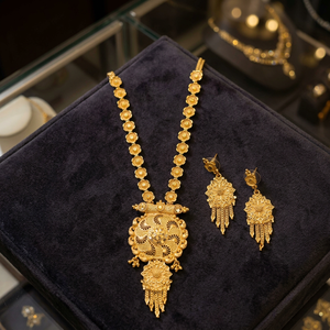 Colliers de mode en laiton plaqué or 14K 18K 24K en gros, ensemble de colliers au design floral traditionnel, bijoux Oro Joyería - Product Image 1