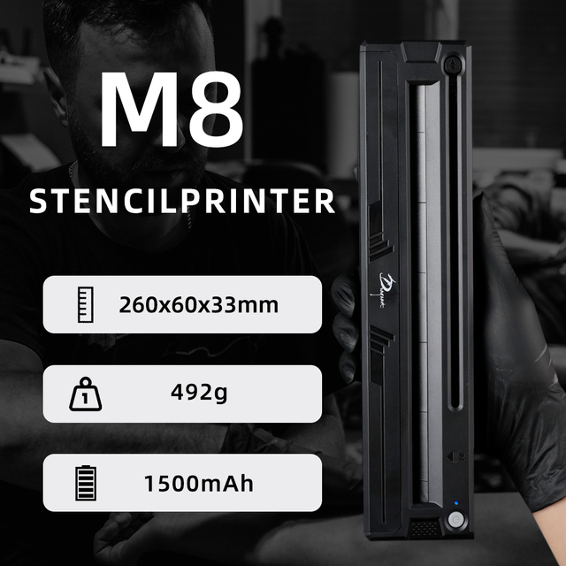 Tattoo Thermal Printer Rechargeable Wireless Printer M8 with 5pcs Paper Portable Adjustable Stencil Printer