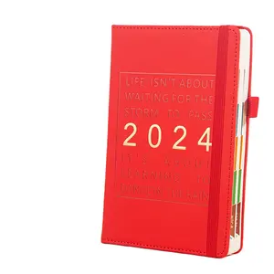 Deur Tot Deur Snelle Verzending Custom Wekelijks Maandelijks A4-formaat Journaal Gedrukte Kleuren Tabbladen Zuivel Notebook 2024