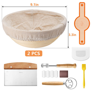 Bread Proofing Basket <b>Set</b> Round 9 Inch and Oval 10 Inch Banneton Bread Bowl Sourdough Bread Making Supplies Tools - Product Image 2