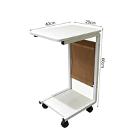 Table d'appoint mobile compacte en forme de C, table d'appoint de canapé roulante avec roulettes et poche en tissu pour magazines, pour utilisation au chevet