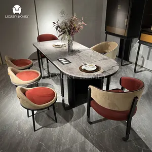 Итальянский высококачественный роскошный базовый обеденный стол из нержавеющей стали мебель современная мода роскошный обеденный стол
