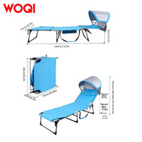 Chaise longue de bronzage WOQI avec auvent, chaise longue de plage réglable pour adultes, chaise longue d'extérieur pour patio et bord de piscine