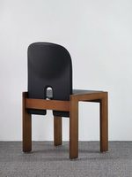 Chaise de salle à manger moderne en cuir, chaise d'appoint en bois massif avec pieds épais pour restaurant, hôtel et maison