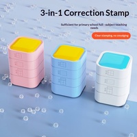 Tampon correcteur auto-encreur personnalisable en plastique multicouche, motif blocs de construction, pour enseignants, design quadrillé, type JMYZ