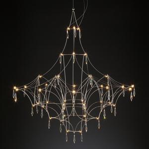 Lustre en cristal toile d'araignée-LED et gouttelettes délicates pour l'éclairage de déclaration de foyer de luxe - Product Image 1