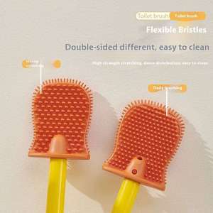 Ensemble de brosses de toilette murales en silicone écologique, motif canards mignons, pour un nettoyage amusant et un design de dessin animé. - Product Image 5