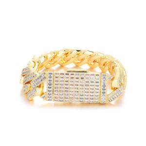 Custom OEM Baguette Moissanite Cuban Link <b>Bracelet</b> 925 Sterling Silver Hip Hop Iced Out VVS Fine Jewelry Wholesale Miami Chain - Product Image 1