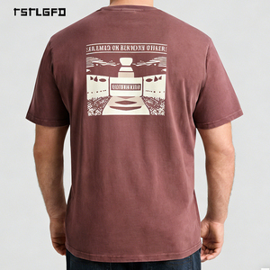 T-shirt décontracté à manches courtes pour homme, col rond, imprimé graphique, en tissu écologique, effet délavé vintage - Product Image 4