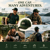 Casquette en velours côtelé avec logo personnalisé, style de vie en plein air, chapeau de pêche, visière incurvée, surpiqûres contrastées, unisexe