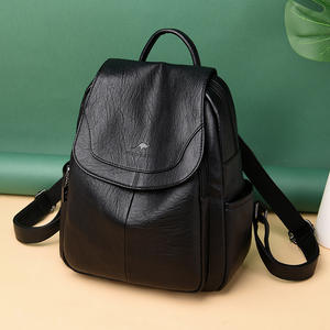 High Quality Soft Leather Flip Shoulder Bag <b>Travel</b> <b>Backpack</b> Korea Style <b>Women</b> Simple Casual <b>Backpack</b> Bag - Product Image 3