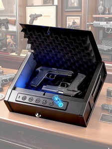 AUN Biometric <b>Lock</b> <b>Box</b> Hand <b>Safe</b> with Fingerprint Digital Keypad Auto-Lid Open Key <b>Lock</b> Household Use Electronic Optional XHSQH - Product Image 3
