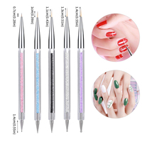 Lot de 5 pinceaux à rayures, pinceaux à ongles, stylos de peinture pour ongles, outils de pointillage, accessoires de nail art, outils de pose de strass, outils de dessin