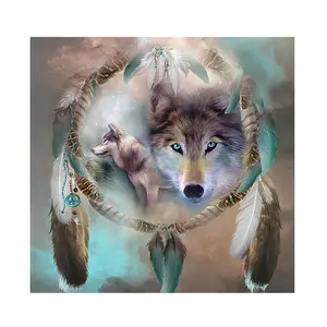 Custom 5d DIY Diamond Painting Wolf Moon Modern Home Decor Full Ab Drill Square Diamond Painting For Adults