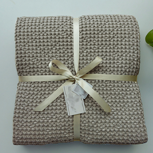 Làm Mát Sang Trọng Kết Cấu Bông Cổ Điển Waffle Dệt Stonewashed Bán Buôn Chăn Ném Chăn Tùy Chỉnh Bao Bì - Product Image 5