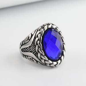 Nieuwe Vintage Ovale Grote Edelsteen Turquoise Tijgeroog Multicolor Cirkel Weave Patroon Cast Vergulde Heren Rvs Ring - Product Image 5