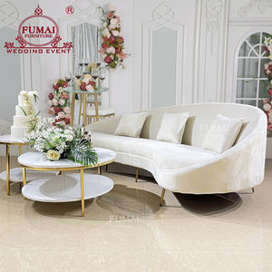Fiesta Salón Muebles 2 Asientos Terciopelo Blanco Boda Amor Asiento Sofá - Product Image 3