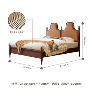 Ensemble de lit Queen en bois massif meubles de chambre à coucher anciens de luxe lits King Size doubles robustes lit de luxe en bois fabriqué à <span class=keywords><strong>la</strong></span> main Queen - Product Image 5