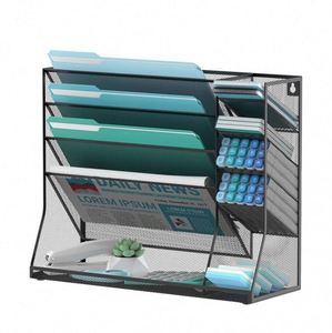 Wall File Organizer 5 Tier Metal Mesh Hanging File Holder Wall Mounted Office Storage Mail Organizer Document Holder - Product Image 1