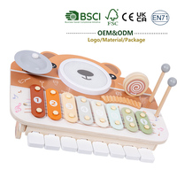 Montessori Toys Baby Rattles Multifunctional Wooden Bear Piano Drum Percussion Instrument for 1-3 Years Kids Birthday Gift