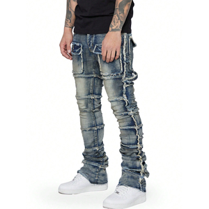 Productos para Dropshipping 2026 |   Jeans Cargo Ajustados para Hombre, Pantalones Vaqueros Desgastados con Múltiples Bolsillos, Estilo Hip Hop - Product Image 5