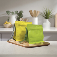 JNHpackaging Sac d'emballage alimentaire refermable en plastique imprimé avec cordon de suspension, pour thé, café, poudre, fond plat, avec valve et fermeture éclair