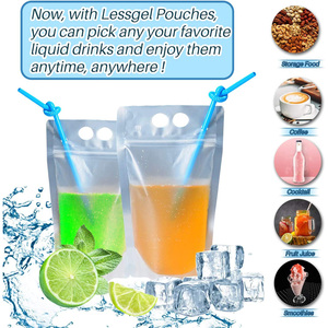 Tùy Chỉnh In Trong Suốt Có Thể Gập Lại Dây Kéo Dọc Nhựa Sinh Tố Nước Trái Cây Túi Tái Sử Dụng Rơm Bị Rò Rỉ Miễn Phí Pouch Uống Túi - Product Image 5