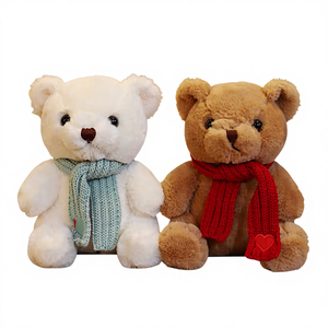 Peluche ours mignon de 8 pouces avec écharpe personnalisée, ours en peluche avec <span class=keywords><strong>pull</strong></span> cœur de pêche, ours en peluche de <span class=keywords><strong>petite</strong></span> taille - Product Image 1