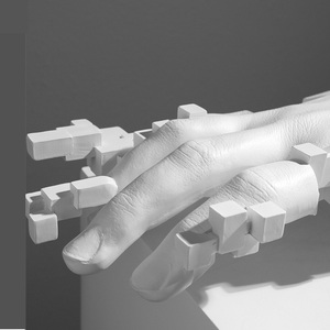 Sculpture artisanale en résine, art glitch, cube géométrique pixelisé, statue abstraite contemporaine, décoration de galerie, décoration de maison, cadeau - Product Image 2