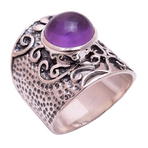 Wholesale Natural Amethyst Gemstone <b>Ring</b> 925 Sterling Silver <b>Indian</b> Handmade Fine Silver Wedding Jewelry Bulk Manufacturer - Product Image 1