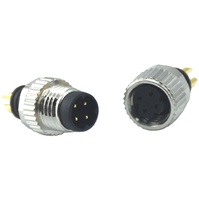 Connecteur d'alimentation mâle-femelle moulable à 4 broches circulaires M8 nickelé étanche DIN IP67