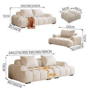 Sofá Rectangular Moderno <span class=keywords><strong>de</strong></span> Terciopelo <span class=keywords><strong>con</strong></span> Botones, para Apartamentos Pequeños, Color Crema, <span class=keywords><strong>con</strong></span> Brazos Rectos Tipo Teclado <span class=keywords><strong>de</strong></span> Piano, Sofá Perezoso <span class=keywords><strong>con</strong></span> Relleno <span class=keywords><strong>de</strong></span> Esponja - Product Image 6