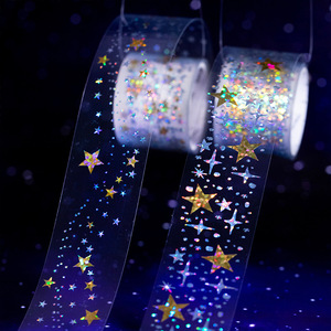1 Rouleau de ruban PET estampage à chaud Série <span class=keywords><strong>Ciel</strong></span> étoilé Thème des étoiles <span class=keywords><strong>Sous</strong></span>-main Décoration - Product Image 2