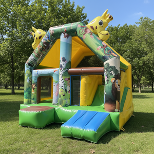 Château gonflable pour enfants de nouvelle conception 4m*4m, château gonflable à thème animal, château gonflable avec toboggan à vendre - Product Image 1