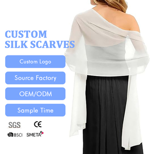 Sciarpa estiva in Chiffon di <span class=keywords><strong>Tulle</strong></span> plissettato Premium da donna all'ingrosso con rughe di seta e Comfort scialle di seta - Product Image 1