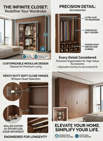 Organisateur de rangement de chambre à coucher de grande capacité en bois de noyer, armoire modulaire en bois de luxe sur mesure