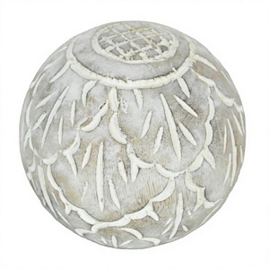 Décoration de ferme de jardin Grand objet de boule Sculpture décorative sculptée à la main Design écologique Modèle de pièce maîtresse en bois - Product Image 1