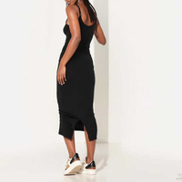 Robe Midi en Coton Personnalisée pour Femme – Collection Été 2026 – Respirante, Confortable, Noire, Sans Manches, Coupe Moulante